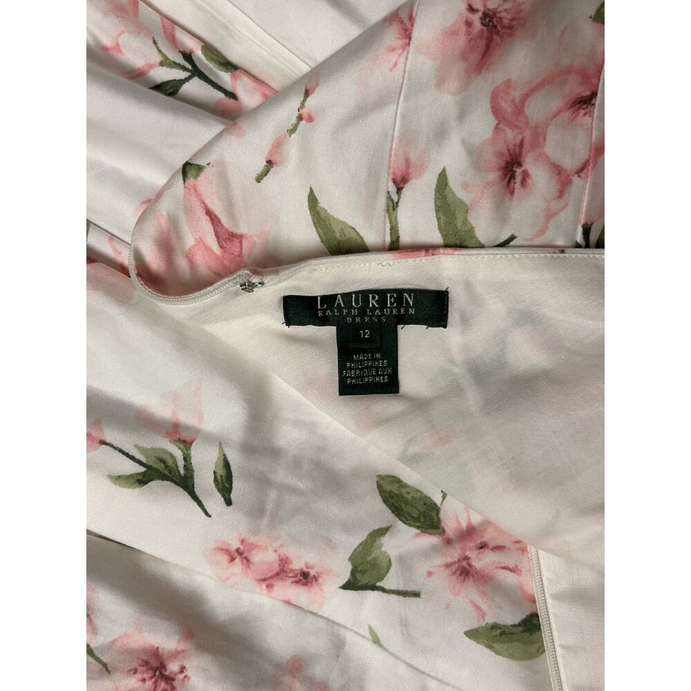 Ralph Lauren, Women's Fit & Flare Mini Dress, Pink White Floral, Size 12, NWT - Picture 5 of 9